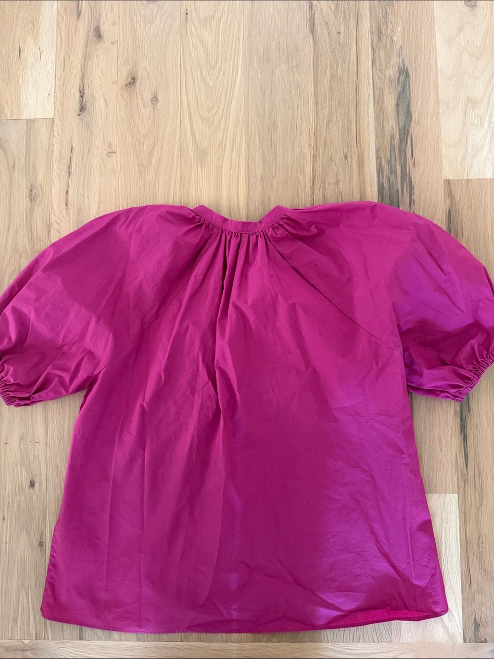 ba&sh Fuchsia Puff-Sleeve Tie-Front Blouse XS - Picture 5 of 5